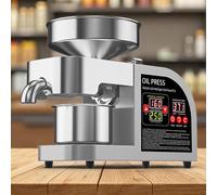 800w/1100w/1200w Intelligent Stainless Steel Household Kitchen Commercial Oil Press Machine W/Digital Display 0~300℃ Temperature Control/5l Large Capacity-For Soybean Peanut Chocolate 800wGray