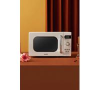 800w 20L Retro Style Microwave Oven with 8 Auto Menus, 5 Cooking Power Levels, and Express Cook Button Living and Home Cream One Size