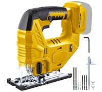 800W Brushless Cordless Jigsaw 3200SPM Compatible with Dewalt 20V Battery, 4 Orbital Setting, 5 Variable Speed, ±45° Bevel Cutting, 7Pcs Blades Jig Saw for Wood Metal Plastic (Batteries not Included)