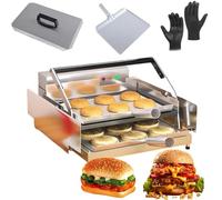 800W Double-Layer Stainless Steel Burger Machine, Automatic Hamburger Toaster with Timer & Adjustable Temperature, Non-Stick for Home and Commercial Kitchen