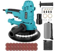 800W Electric Drywall Sander, Variable Speed1200-2300RPM Wall Sander with Vacuum, LED Lights, Dust Bag and Hose, 20 Pcs Sanding Discs, 4Pcs Carbon Brush