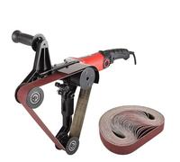 800W Electric Pipe Tube Polisher Sander Grinder, Variable Speed Belt Sanding Machine with Protective Cover, Professional Polishing and Grinding Tool Includes 50 Sanding Belts