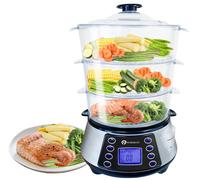 PureMate 800W NaturoPure Digital 3 Tier Electric Food Steamer with Rice bowl