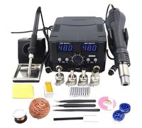 800W SMD Soldering Station Hot Air Gun 2 in 1 Double Digital Display Electric Soldering Iron BGA Rework Welding Repair Tools Efficient Precision(8588D Tool Set 3)