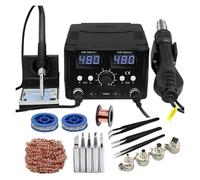 800W SMD Soldering Station Hot Air Gun 2 in 1 Double Digital Display Electric Soldering Iron BGA Rework Welding Repair Tools Efficient Precision(8588D Tool Set 3)