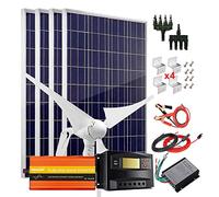 800W Solar Panel Kit - Hybrid Wind Solar Powered System with 400W Wind Turbine Generator and 4X 100W Polycrystalline Solar Panels