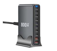 800W USB-C GaN Charger 10-In-1 Desktop Station: Dual 140W PD USB-C Ports, Dual 100W PD PPS, 4 USB-A Fast Ports