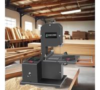 800W Woodworking Bandsaw with 70mm Cut Height & 90mm Throat, 0-45° Tilting Table, Includes Grinding Wheel & Polishing Kit for Small Workshops and DIY