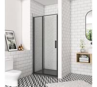 800X1850mm Black Frame Pivot Shower Door Enclosure Screen Cubicle 6mm Toughened Safety Easyclean Glass