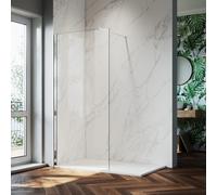 (800x1900mm) ELEGANT Walk-In Shower Screen - 6mm Toughened Safety Glass Wet Room Panel with Support Bar