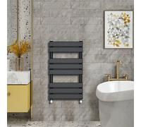 (800x450mm) WarmeHaus - Minimalist Heated Towel Rail Radiator Bathroom Flat Panel Black