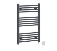 (800x500mm - 300W) WarmeHaus Anthracite Electric Pre-Filled Straight Heated Towel Rail Radiator