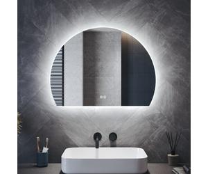 (800x600mm) ELEGANT Half Circle LED Bathroom Mirror with Lights,Wall Mounted Backlit Mirror with Dimmable 3-Colour Modes,Anti-Fog
