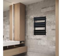 (800x600mm) NRG Flat Panel Heated Towel Rail Bathroom Rad Radiator Black