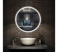 800x800 Round Bathroom Mirror with LED Lights,Anti-Fog,Touch Sensor,Cool White Light,Wall Mounted,IP44-1.5cm
