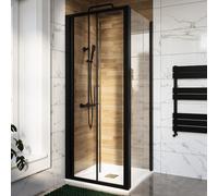 800x800mm Black 6mm Glass Square Bi-Fold Shower Enclosure - Carina