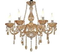 8010 Crystal Chandelier Amber 6/8/10 Lights Candle Pendant Lamp Marie Therese (6 Arms)