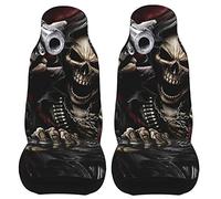 803 2Pcs Car Accessories Grim Reaper Gun Death Cool Demon Car Seat Covers Protectors Soft Fabric Front Seat Covers Machine Washable Seat Covers For Suv, Car, Most Cars, 52X138Cm