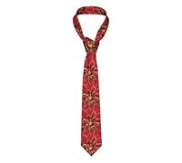 803 Mens Ties Red Dahlia Flower Design Neck Tie Casual Necktie Soft Business Tie Ties For Men, For Wedding, Party, Business
