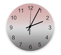 803 Round Clock Pink-Grey Gradient Pattern Print Clock Big Numbers Clock Vintage Arabic Numeral Clock 9.8Inch For Room, Garage, School