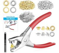 803Pcs Grommet Eyelet Pliers Kit, 1/4 Inch 6mm Metal Eyelets with Washers in Gold and Silver - Hand Press Tool for Leather, Belt, Shoes, Crafts