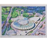 805066 - Olympic Stadium, Montreal, Quebec, Canada Watercolour Picture Limited Edition A4
