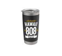 808 Hawaii Area Code Distressed Authentic USA State Dark Stainless Steel Insulated Tumbler