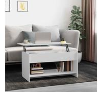 Modern White Engineered Wood Lift-Top Coffee Table 102x50x52.5 cm Hidden Storage