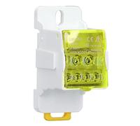 80A Brass Terminal Junction Box, 690V DIN Rail Distribution Box Spliceable for House Appliances, with Fireproof Shell, Multi Wire Outlet Slots (Yellow)