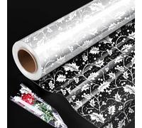 80cm*1500cm Cellophane Wrap Roll,DXTXTJ Christmas Cellophane Wrap,White Berry Transparent Cellophane Roll,Clear Wrapping Paper for hampers