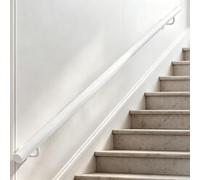 80cm 1m 1.2m 1.5m 2m 3m White Metal Iron Stairs Handrail, Wall Mounted Stair Railing Non-Slip Safety Grab Bar for Indoor Outdoor(2ft/60cm)
