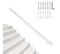 80cm 1m 120cm 1.5m 240cm 3m Modern Stair Handrail Safety Grab Bar for Indoor & Outdoor Wall Mount Support, White Round Staircase Banister Deck Hand Rail - Complete Kit.(17ft/510cm)