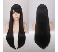80CM 31'' Cosplay Wigs Fake Heat Resistant Synthetic Hair Black Blue Brown Blonde russian Brazilian Straight Wigs +wigs cap One Size long Straight wig 1