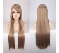 80CM 31'' Cosplay Wigs Fake Heat Resistant Synthetic Hair Black Blue Brown Blonde russian Brazilian Straight Wigs +wigs cap One Size long Straight wig 22