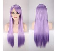 80CM 31'' Cosplay Wigs Fake Heat Resistant Synthetic Hair Black Blue Brown Blonde russian Brazilian Straight Wigs +wigs cap One Size long Straight wig 17