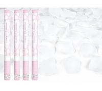 80cm 4 pcs Confetti Cannon Rose Petals, Hearts, Wedding, Birthday, Anniversary, Baby Shower, Party Supplies, Confetti Shooter Popper 80 cm (White Petals)