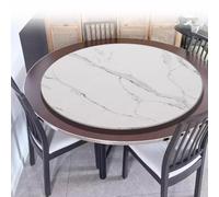 80cm 90cm White Marble Lazy Susan 360° Rotating Wooden Serving Tray for Dining Table Large Round Display Stand Perfect for Entertaining & Parties