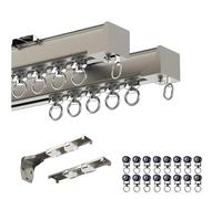 80cm Aluminium Curtain Track Set - 2-Channel Interior Curtain Rail for Sliding Curtains & Drapes Includes Mounting Hardware - Glossy Finish