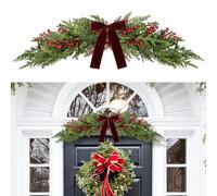 80cm Artificial Christmas Norfolk Pine Cedar Swags with Velvet Bow Greenery Decoration for Mantel Window Mirror Picture Frame Mailbox Holiday Indoor Outdoor Home Decor (Green)