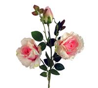 80cm Artificial Pink Rose Stem - 3 flowers