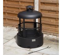 80cm Black Steel Firedancer Chiminea Fire Pit with Fire Poker