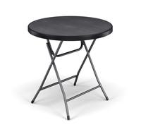 80cm Black Wooden Look Round Folding Garden Table Outdoor Bistro Patio Furniture EONLION Black One Size