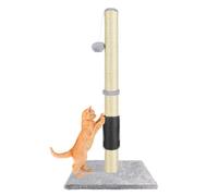 80cm Cat Scratching Post for Indoor Cats and Kitten, Natural Sisal Pole and Soft Plush Base 40 x 40cm, with Dangling Toy, Self Groomer, Vertical Claw Scratcher, Grey
