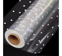 80CM Cellophane Wrap White Dot Wrapping Paper Roll,Wide 80CM x Long 30M Folded Florist Gift Wrappings for Christmas Birthday Gifts Hampers Easter Basket Valentines Day Flowers Crafts Packing Supplies