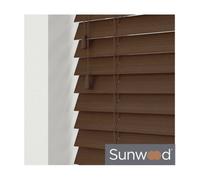 80Cm Chocolate Faux Wood Venetian With Strings 120Cm Drop