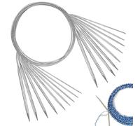 80cm Circular Knitting Needles Set, 11Pcs 1.6-5.0mm Stainless Steel Fixed Round Knitting Needles with Cable Wire, Long Metal Circular Needles for Knitting Sweater Blankets