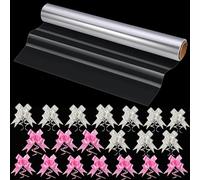 80CM Clear Cellophane Wrap Roll, PYGHAP Large Clear Wrapping Floristry Roll Extra Wide 80cm x Long 30m Gift Wrappings for Flowers Florist Easter Basket Hampers Packing (WhitePink Pull Bows)