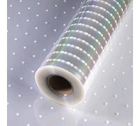80cm Clear Coloured Polka Dot Dotted Florist Flower Cellophane Hamper Gift Wrap (1 Metre, Clear with White Dots)