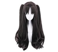 80cm Fate stay night Tohsaka Rin Cosplay Wig Long Wavy Black Blonde Synthetic Hair Fate Grand Order Anime Wigs With Ponytails OneSize mixblack