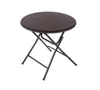 80cm Folding Outdoor Round Rattan Patio Table Oypla Dark Brown One Size